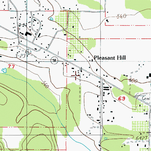 Topographic Map of Pleasant Hill Church of Christ, OR