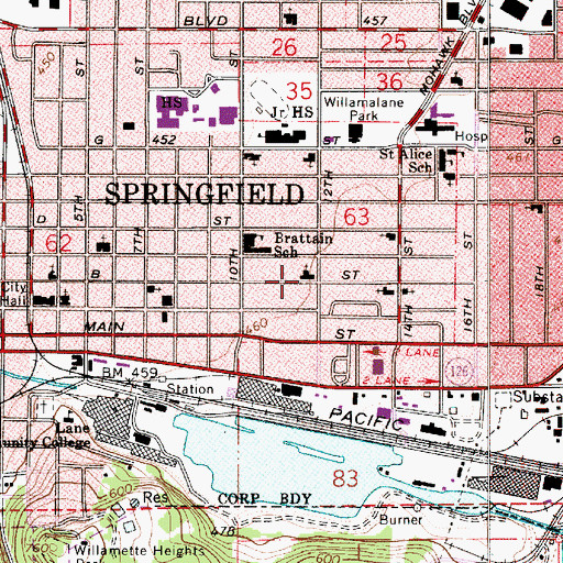 Topographic Map of Trinity Baptist Church, OR