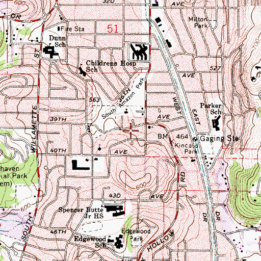 Topographic Map of Episcopal Church Resurrection, OR
