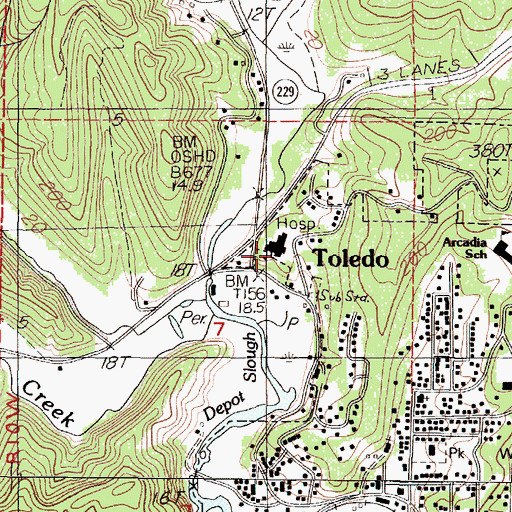 Topographic Map of Toledo Foursquare Church, OR