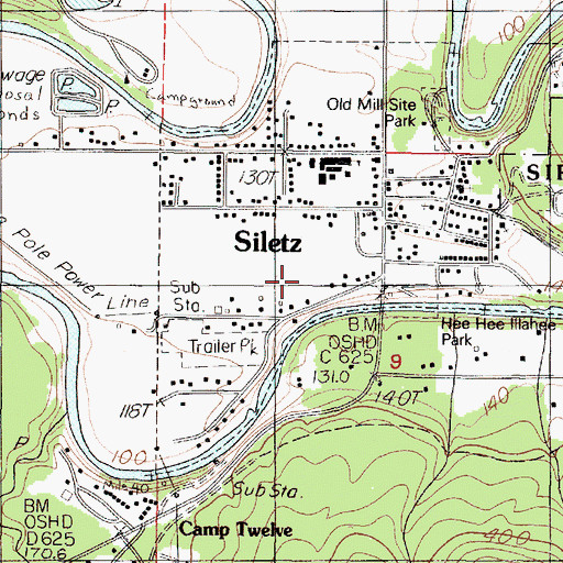 Topographic Map of First Baptist Church of Siletz, OR