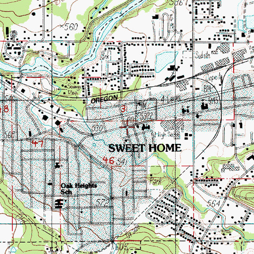 Topographic Map of Sweet Home Evangelical Church, OR