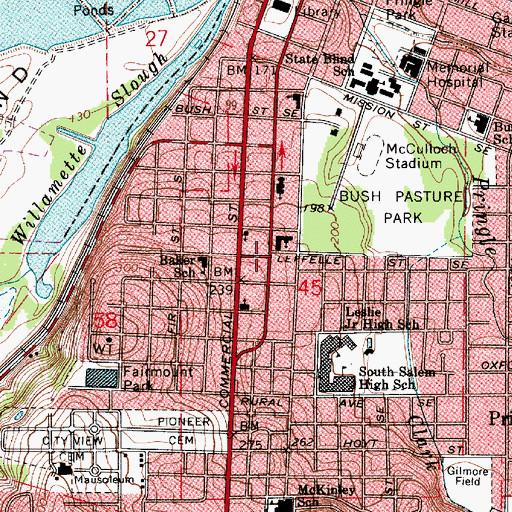 Topographic Map of Saint Pauls Episcopal Church, OR