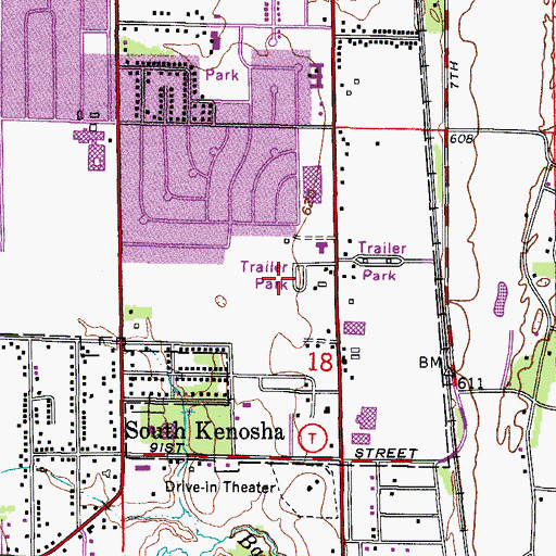 Topographic Map of Maple Lane Mobile Home Park, WI