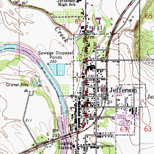Topographic Map of Jefferson Evangelical Church, OR