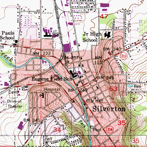 Topographic Map of First Christian Church, OR