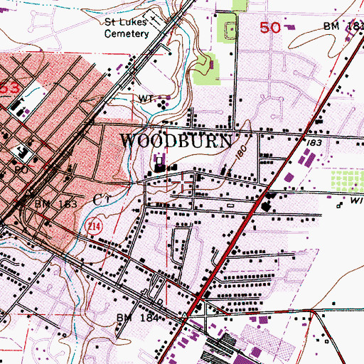 Topographic Map of Immanuel Lutheran Church, OR