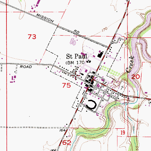 Topographic Map of Saint Paul Catholic Church, OR