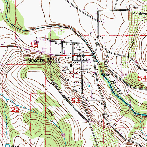 Topographic Map of Scotts Mills Friends Church, OR