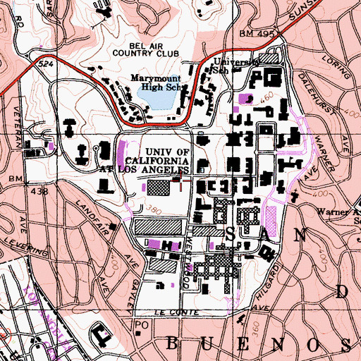 Topographic Map of University of California - Los Angeles, CA