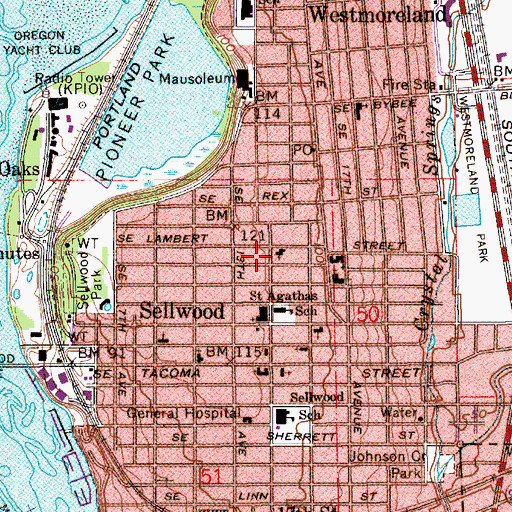 Topographic Map of Immanuel Lutheran Church, OR