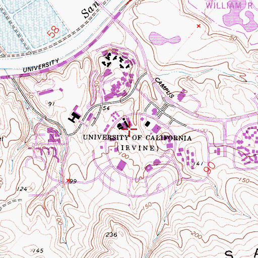 Topographic Map of University of California Irvine, CA