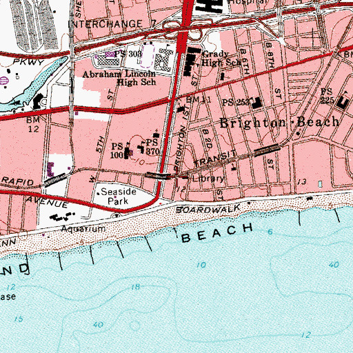 Topographic Map of Brighton Theatre (historical), NY