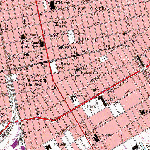 Topographic Map of Biltmore Theatre (historical), NY
