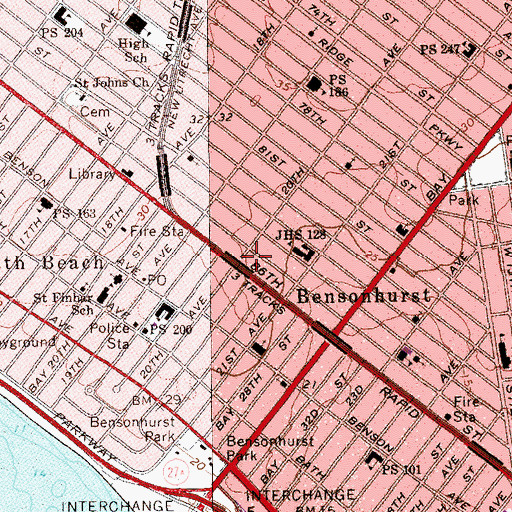 Topographic Map of Benson Theatre (historical), NY