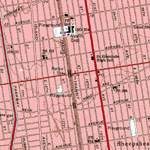 Topographic Map of Avenue U Theater (historical), NY