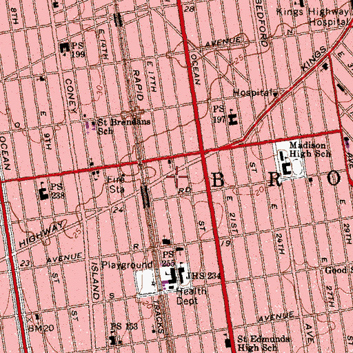 Topographic Map of Avalon Theatre (historical), NY