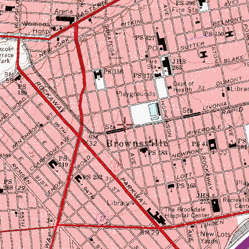 Topographic Map of Ambassador Theatre (historical), NY