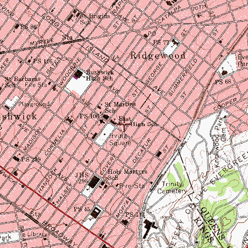 Topographic Map of Alhambra Theatre (historical), NY