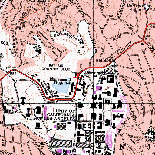 Topographic Map of Corinne A Seeds University Elementary School, CA