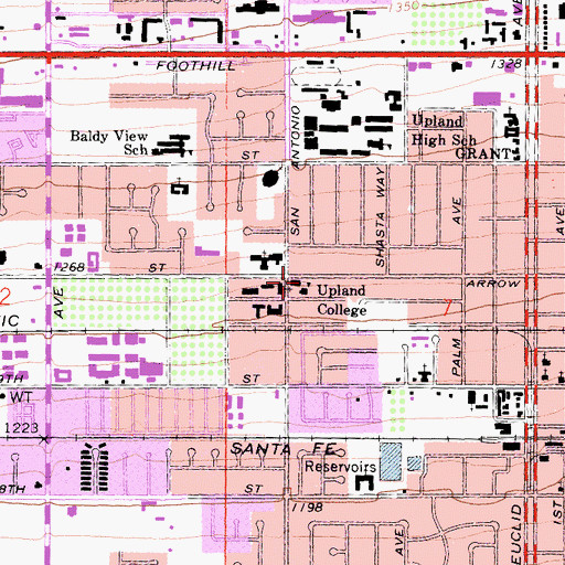 Topographic Map of Upland College, CA