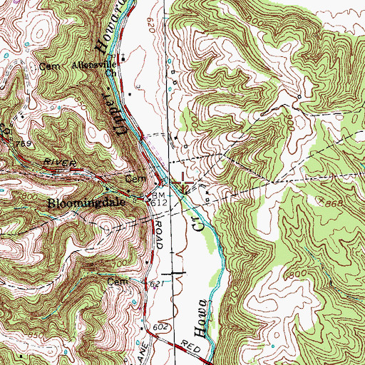 Topographic Map of Bloomingdale Post Office (historical), KY