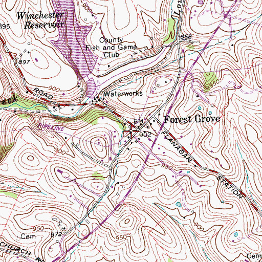 Topographic Map of Forest Grove Church, KY