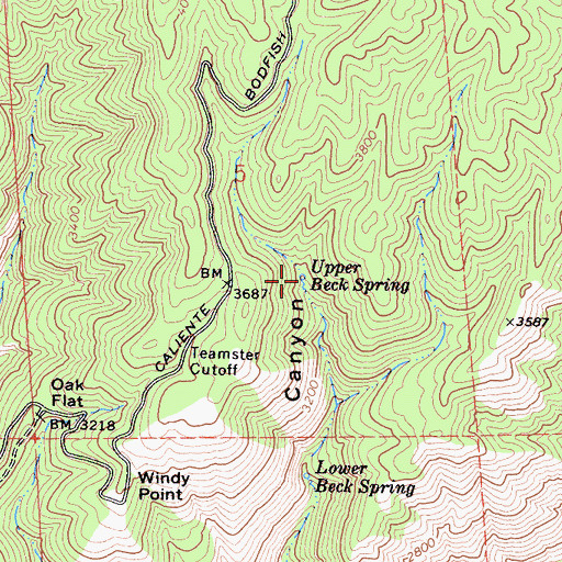 Topographic Map of Upper Beck Spring, CA