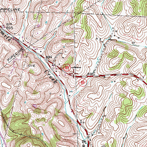 Topographic Map of Locknane Post Office (historical), KY