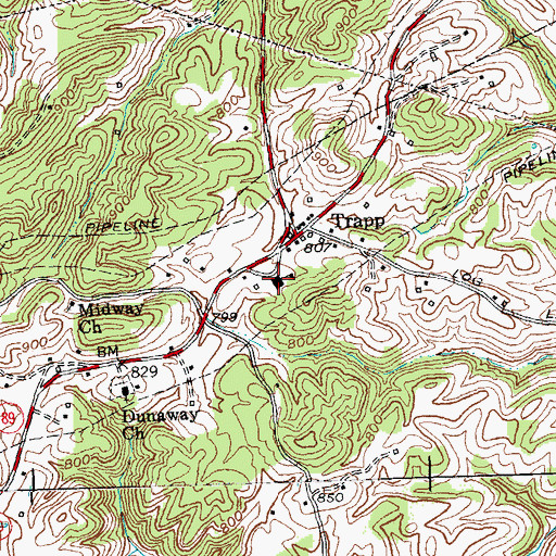 Topographic Map of Trapp Elementary School (historical), KY