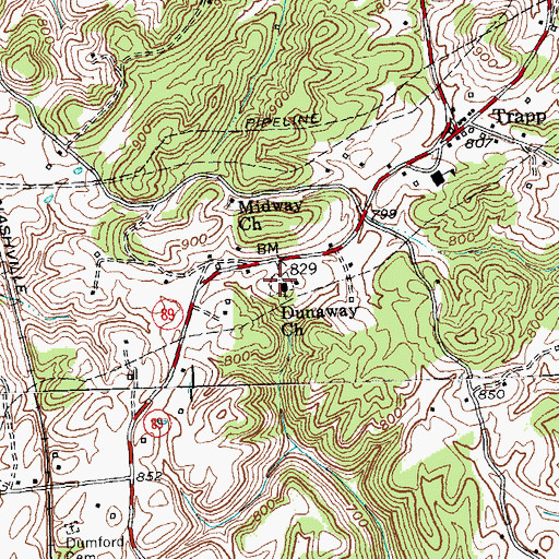 Topographic Map of Dunaway Church Cemetery, KY