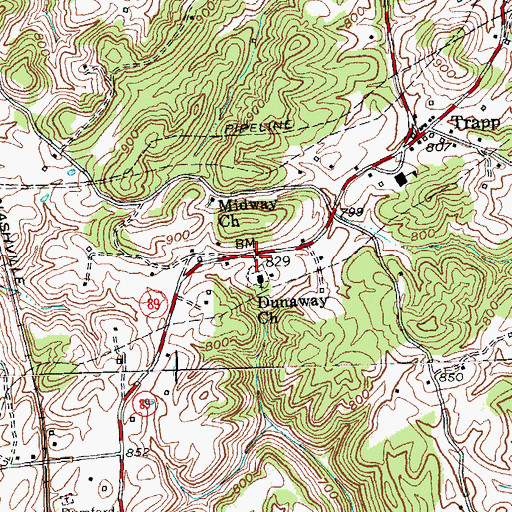 Topographic Map of Dunaway Post Office (historical), KY