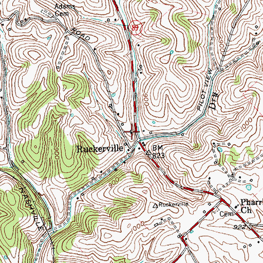 Topographic Map of Ruckerville Christian Church (historical), KY