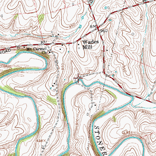 Topographic Map of Wades Mill (historical), KY