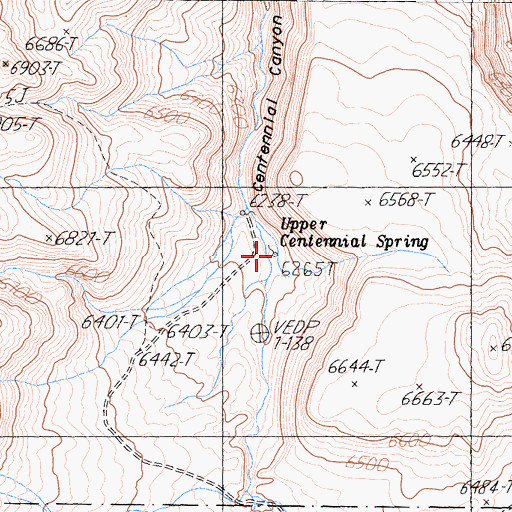 Topographic Map of Upper Centennial Spring, CA
