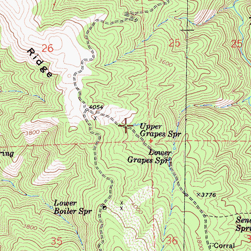Topographic Map of Upper Grapes Spring, CA