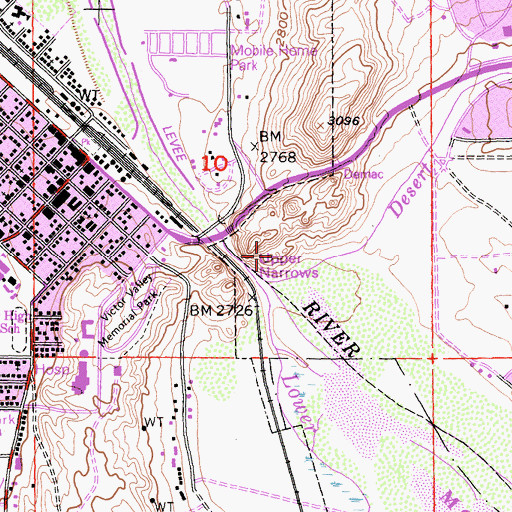 Topographic Map of Upper Narrows, CA
