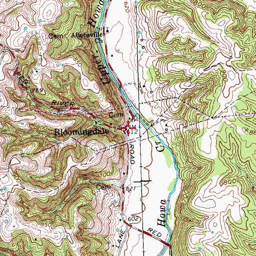 Topographic Map of Bloomington Post Office (historical), KY