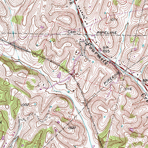 Topographic Map of Gamboe Railroad Station (historical), KY