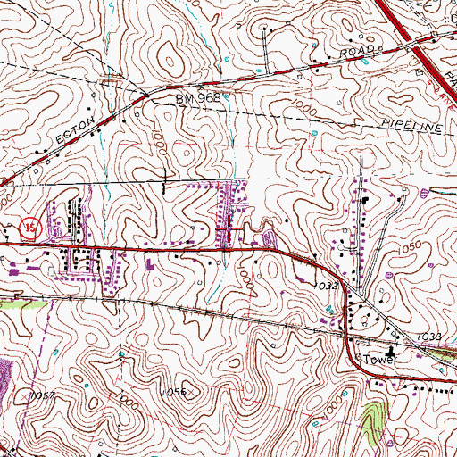 Topographic Map of Saddlebrook (historical), KY