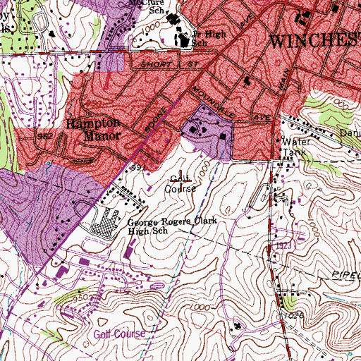 Topographic Map of Winchester Country Club, KY