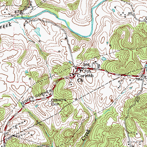 Topographic Map of Boones Creek Church Camp, KY