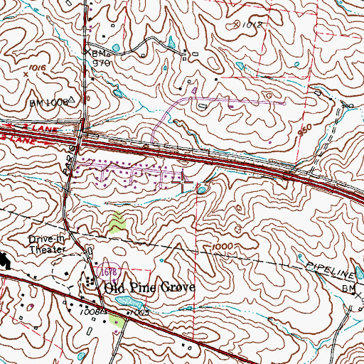 Topographic Map of Locust Lawn (historical), KY