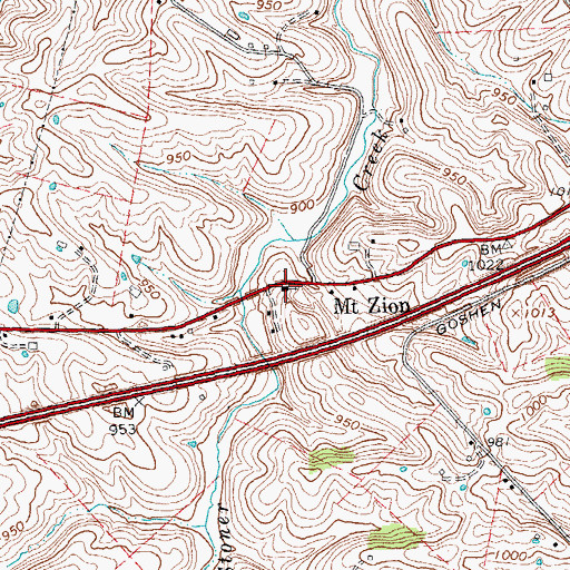 Topographic Map of Mount Zion Methodist Church, KY