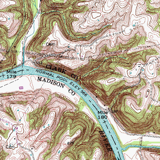 Topographic Map of Mobleys Ferry (historical), KY