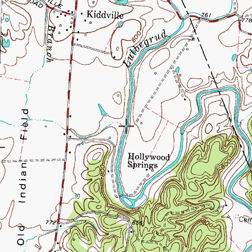 Topographic Map of Indian Old Fields Branch, KY