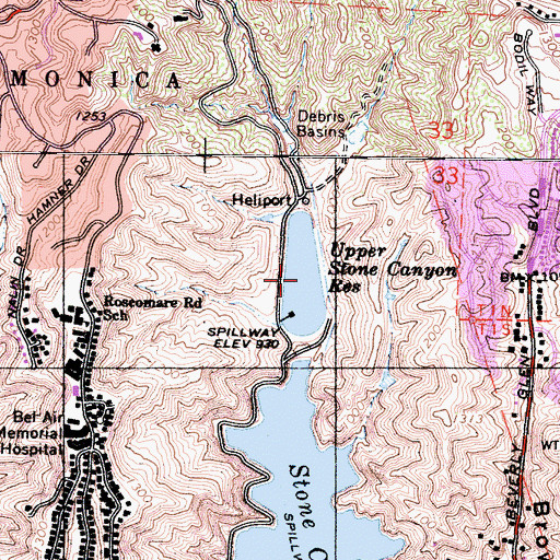 Topographic Map of Upper Stone Canyon Reservoir, CA