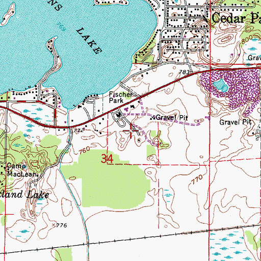 Topographic Map of Browns Lake Mobile Home Park, WI
