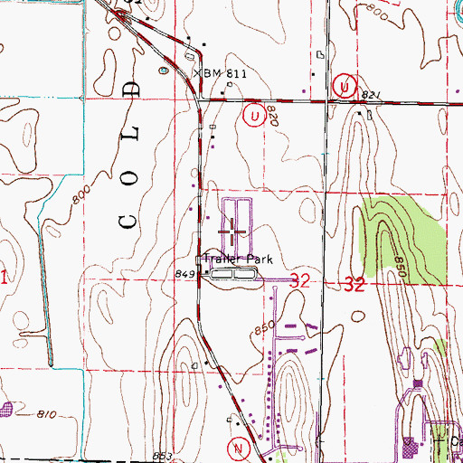 Topographic Map of Twin Lakes Mobile Home Park, WI