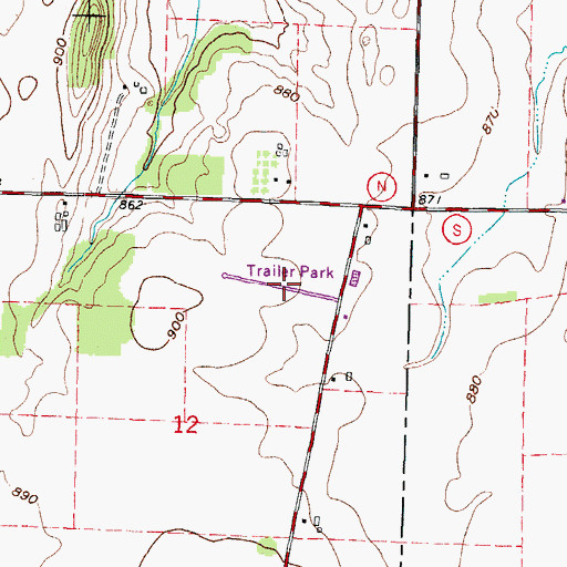 Topographic Map of Wright's Mobile Home Park, WI